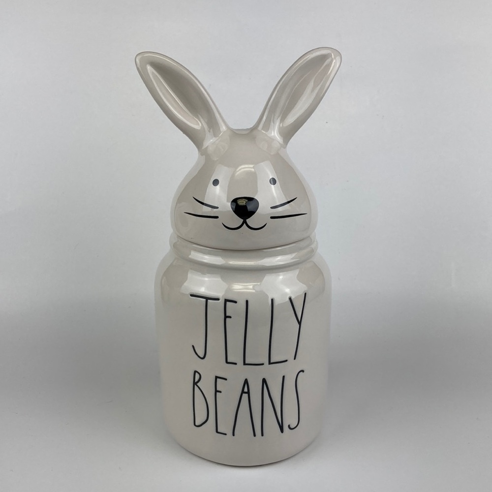 Rae Dunn Artisan Ceramic Jelly Beans Bunny Candy Canister 9.5”